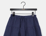 Kamming seersucker check tiered banding midi skirt