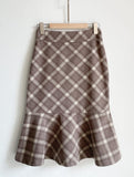 Kellin Wool Check Mermaid Midi Skirt