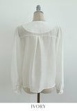 Marron Volume Ribbon Puff Blouse
