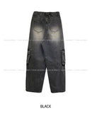 Stopper Washing Wide Cargo Denim Pants