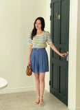 Shushu Short Sleeve Stripe Square Knit