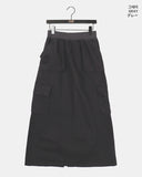 Weden Pile Banding Cotton Cargo Long Skirt