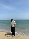 Two-way Open Cutting Nylon Wide Pants