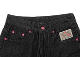 Miron Pink Lettering Raw Balloon Wide Pants