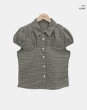 Coated Check Short Sleeve Blouse