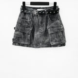 Karl Belt Washing Mini Skirt