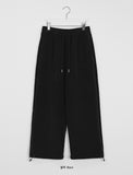 Poining banding string fleece brushed wide pants