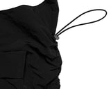 Suin Nylon Shirring Shoulder Bag