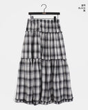 Kawi Frill Check Cancan Long Skirt