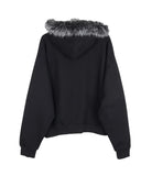 Snow fur brushed hood zip-up