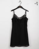 Hepple See-Through Slit Ribbon Adjustable Straps Layered Sleeveless Mini One Piece