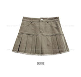 Monut Fringe Pleated Denim Skirt