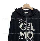 Drawing camo two-way hood zip-up