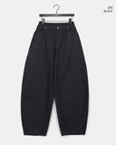 Cookie Stripe Cut Balloon Fit Wide Cotton Long Pants