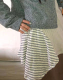 Pora Stripe Dot Color Matching Long T-Shirt