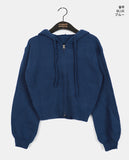 Ronky Two Way Cropped Hooded Knitwear Zip-Up