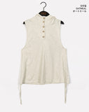 Arrit hippie button side shirring hooded sleeveless