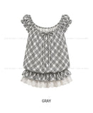[Scrunchie SET] Sion Check Lace Layered Set