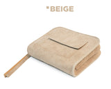 suede box clutch