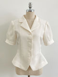 Riven Collar Puff Blouse Jacket (Belt Set)