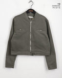 Boldy Incised Zipper Crop Biker Zip Up