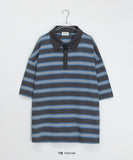 [unisex] Hudend Stripe Collar Over Short Sleeve Tee