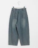 Rahu cut balloon washing banding denim pants