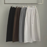Back Pocket Double-Side Brushed Folding Long Wide Banding Pants