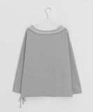 Pundy Slit Ribbon Off-Shoulder Sweatshirt