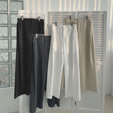 4-Season Folding Side Cut Inner Button Wide Slacks Pants