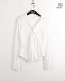 Evia Ttoto Button Slim Ribbed Hooded T-Shirt