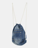 Denim rope string gymsack backpack