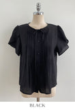 Collie Tulip-Sleeve Pintuck String Blouse
