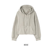 (UNISEX) Our Deki Semi-Crop Hooded Zip-Up Pigment ver