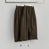 Thick Brushed Chestnut Folding Corduroy Wide Two-Way Banding Pants