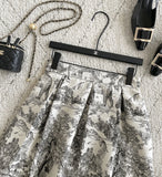 Mulian Toile Jacquard Pattern Flare Banding Skirt