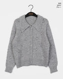 [Warm Wool] Coam Punching Big Collar Knit Cardigan