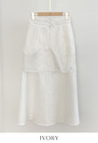 Tyne Cotton Two-Button Flare Long Skirt