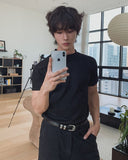 Slowy Button Muscle Fit Ribbed Short Sleeve T-shirt