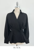 Annie V-neck Collar Double Wrap Jacket Blouse