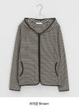 Leshu Stripe Fleece Zip-Up Jumper