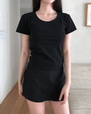 [U-BASIC] Riu Ribbed U-Neck Short Sleeve