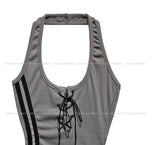 Sideline eyelet halter top
