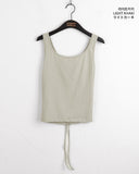 Dish Back Slit Ribbon Strap Hall Two-Way Sleeveless