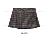 Kina Check Pleated Wool Wrap Skirt