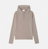 Mude Loose Fit Henley Neck Long Sleeve Hoodie