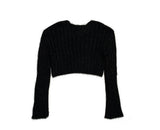 Otsu Angora Ribbed Cropped V-Neck Knit