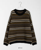 Haruku Stripe Mix Over Knit