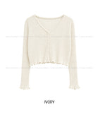 Summer Punching Ruffle Crop Cardigan