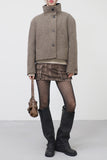 Mean high neck wool handmade short coat